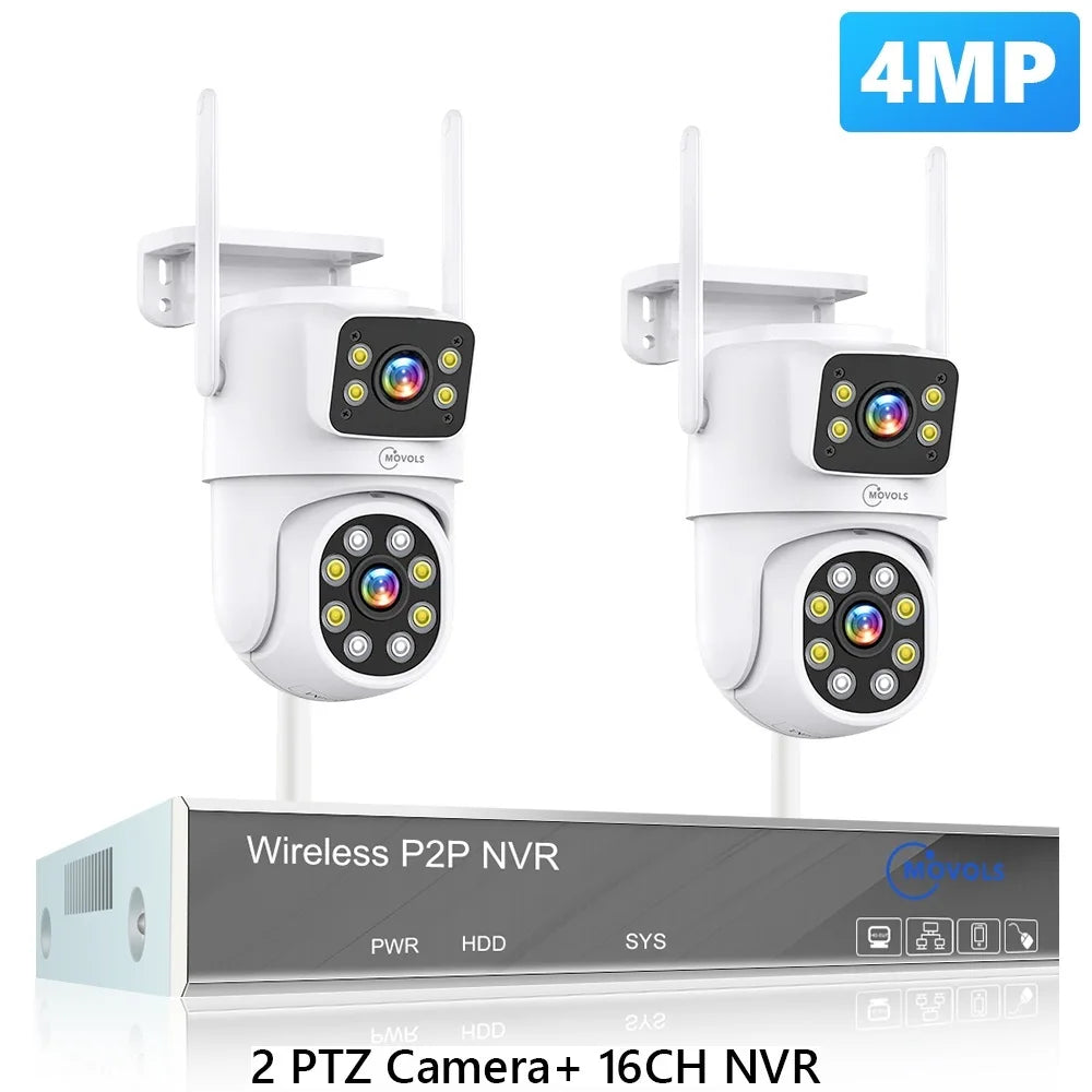 Movols H.265 3MP 5MP Wireless CCTV System Two Way Audio Waterproof PTZ WIFI IP Security Camera 10CH NVR Video Surveillance Kit