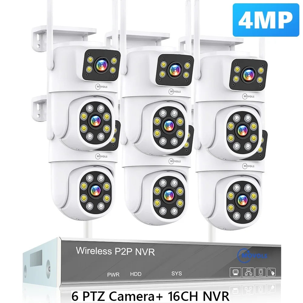 Movols H.265 3MP 5MP Wireless CCTV System Two Way Audio Waterproof PTZ WIFI IP Security Camera 10CH NVR Video Surveillance Kit
