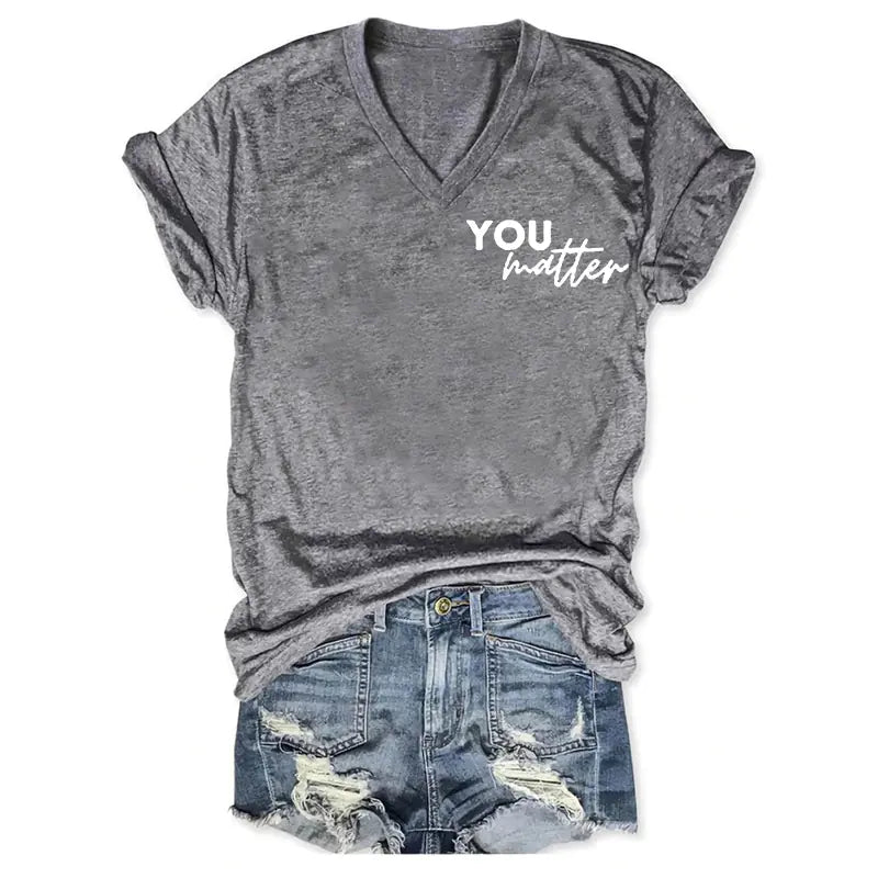 2024 Women's V-Neck Short Sleeve Digital Print Top