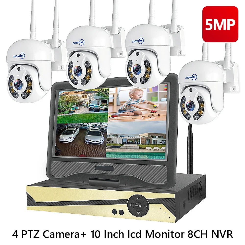 Movols H.265 3MP 5MP Wireless CCTV System Two Way Audio Waterproof PTZ WIFI IP Security Camera 10CH NVR Video Surveillance Kit
