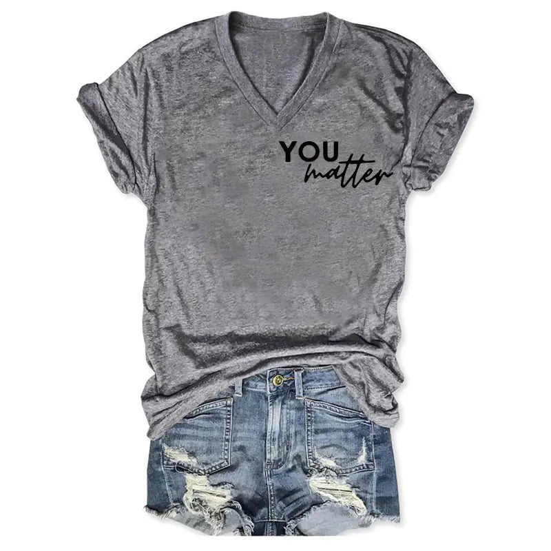 2024 Women's V-Neck Short Sleeve Digital Print Top