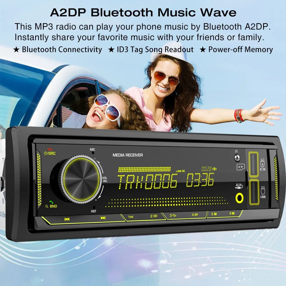 1 Din MP3 Car Radio Audio Stereo FM Aux Input Receiver SD TF USB 12V In-Dash Bluetooth Multimedia Auto Radio Player