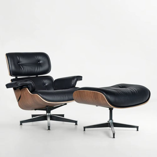Mid-Century Armchair Leather Lounges Chair ,Ottoman Include Living Room Furniture