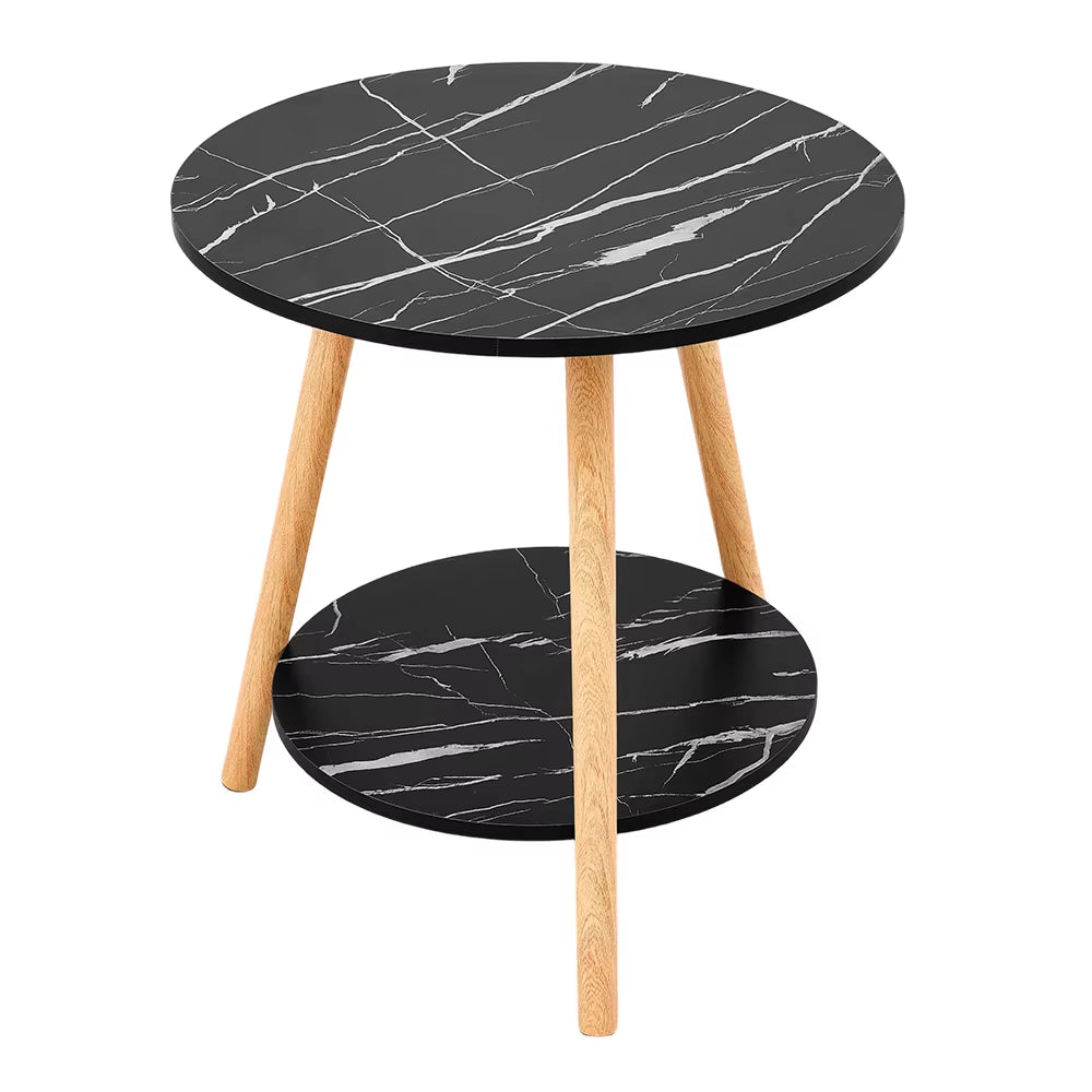 Double-Tier round Wooden Coffee Table Living Room Furniture