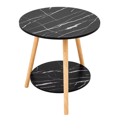 Double-Tier round Wooden Coffee Table Living Room Furniture