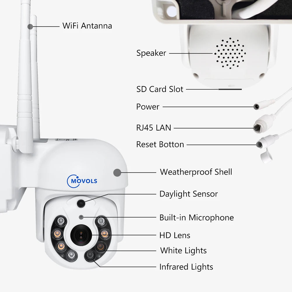 Movols H.265 3MP 5MP Wireless CCTV System Two Way Audio Waterproof PTZ WIFI IP Security Camera 10CH NVR Video Surveillance Kit