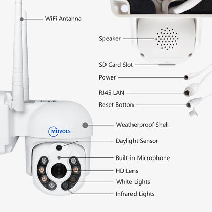 Movols H.265 3MP 5MP Wireless CCTV System Two Way Audio Waterproof PTZ WIFI IP Security Camera 10CH NVR Video Surveillance Kit