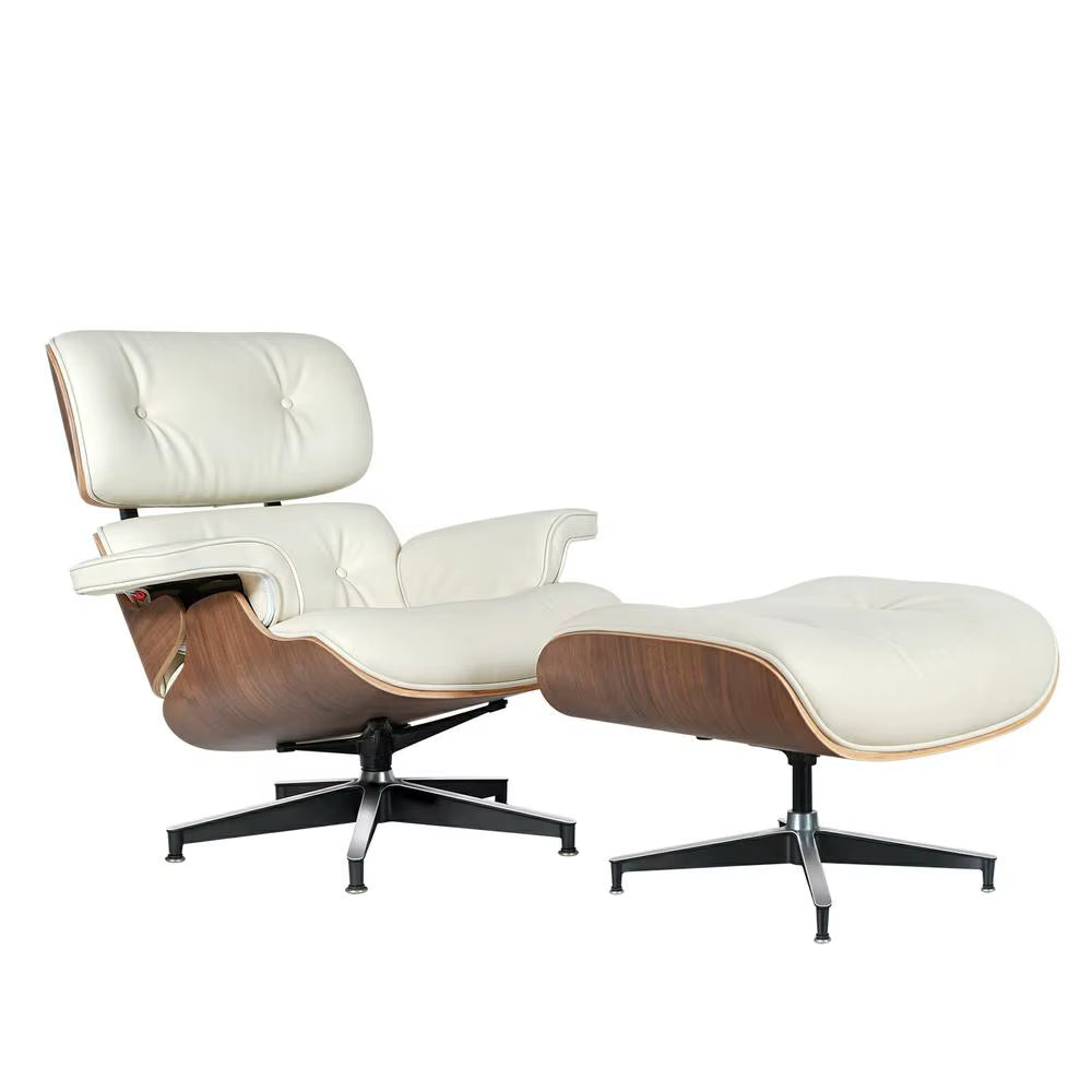 Mid-Century Armchair Leather Lounges Chair ,Ottoman Include Living Room Furniture