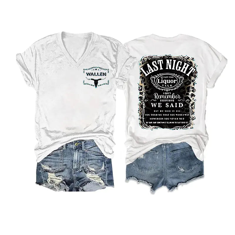 2024 Women's V-Neck Short Sleeve Digital Print Top