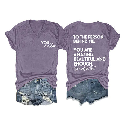 2024 Women's V-Neck Short Sleeve Digital Print Top