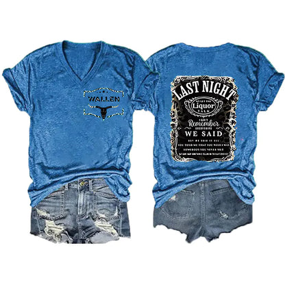 2024 Women's V-Neck Short Sleeve Digital Print Top