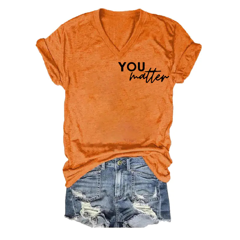 2024 Women's V-Neck Short Sleeve Digital Print Top