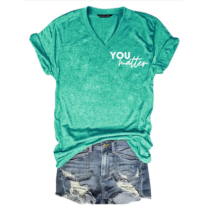 2024 Women's V-Neck Short Sleeve Digital Print Top