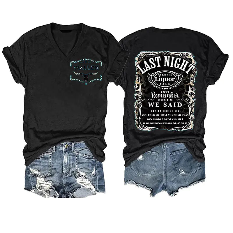 2024 Women's V-Neck Short Sleeve Digital Print Top