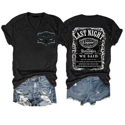 2024 Women's V-Neck Short Sleeve Digital Print Top