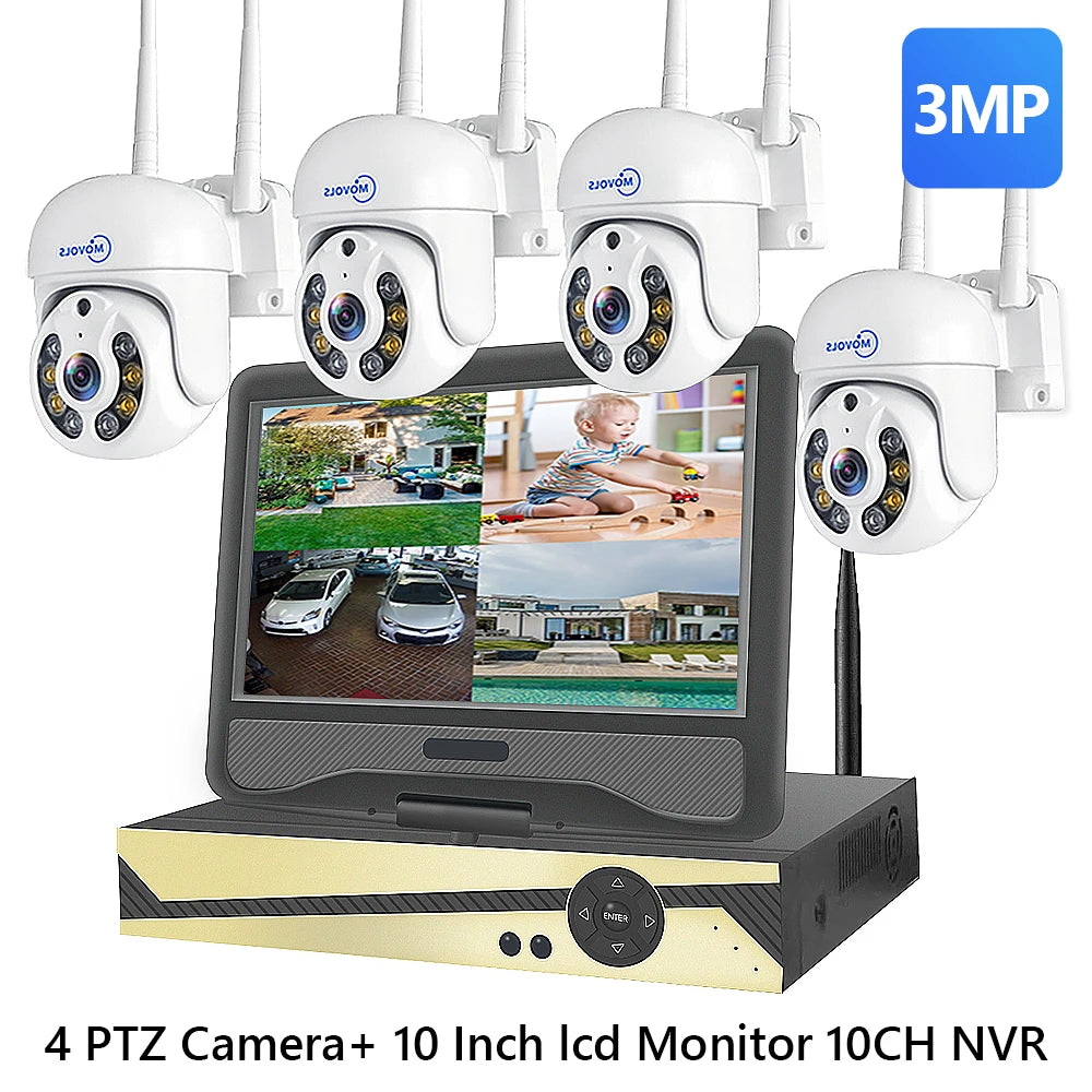 Movols H.265 3MP 5MP Wireless CCTV System Two Way Audio Waterproof PTZ WIFI IP Security Camera 10CH NVR Video Surveillance Kit