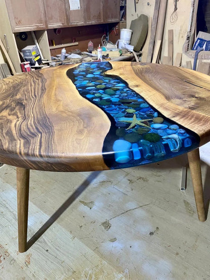 Resin Table Top, River Table, Handmade Living Room Furniture, Epoxy Console Tab