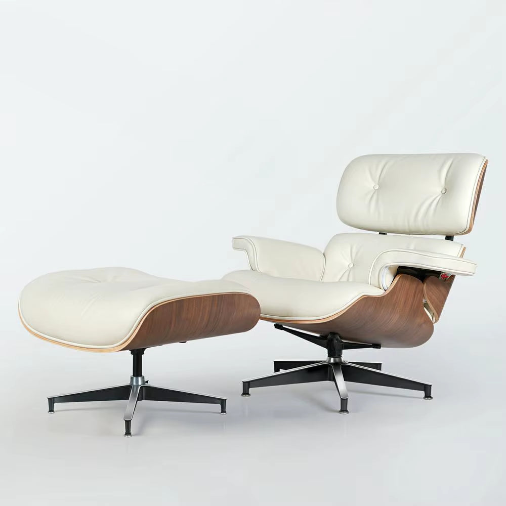 Mid-Century Armchair Leather Lounges Chair ,Ottoman Include Living Room Furniture