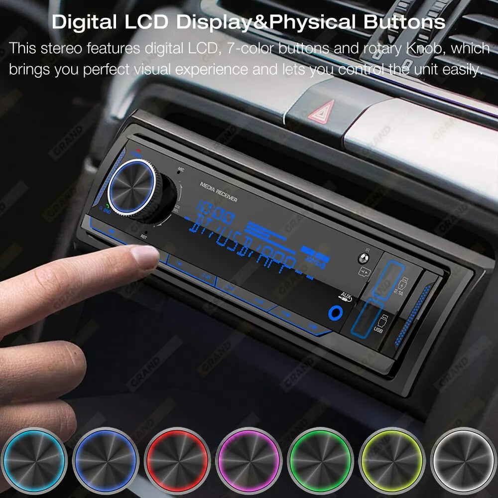 1 Din MP3 Car Radio Audio Stereo FM Aux Input Receiver SD TF USB 12V In-Dash Bluetooth Multimedia Auto Radio Player