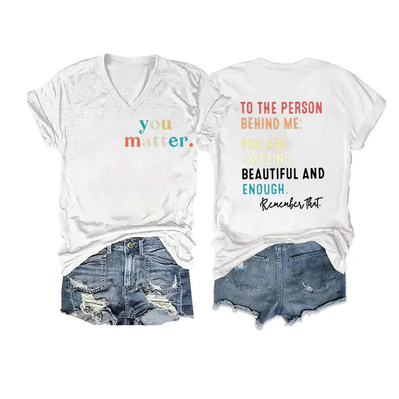 2024 Women's V-Neck Short Sleeve Digital Print Top