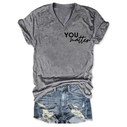 2024 Women's V-Neck Short Sleeve Digital Print Top