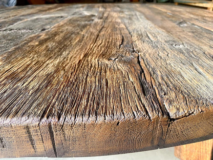 Reclaimed Barn Wood Coffee Table – Rustic round Handmade Living Room Furniture