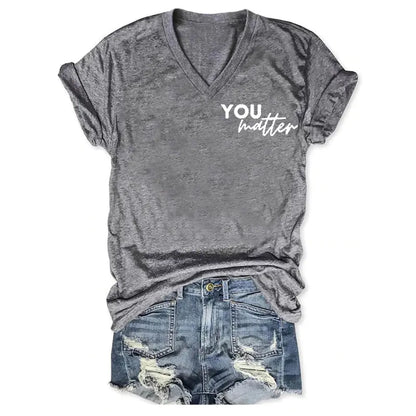 2024 Women's V-Neck Short Sleeve Digital Print Top