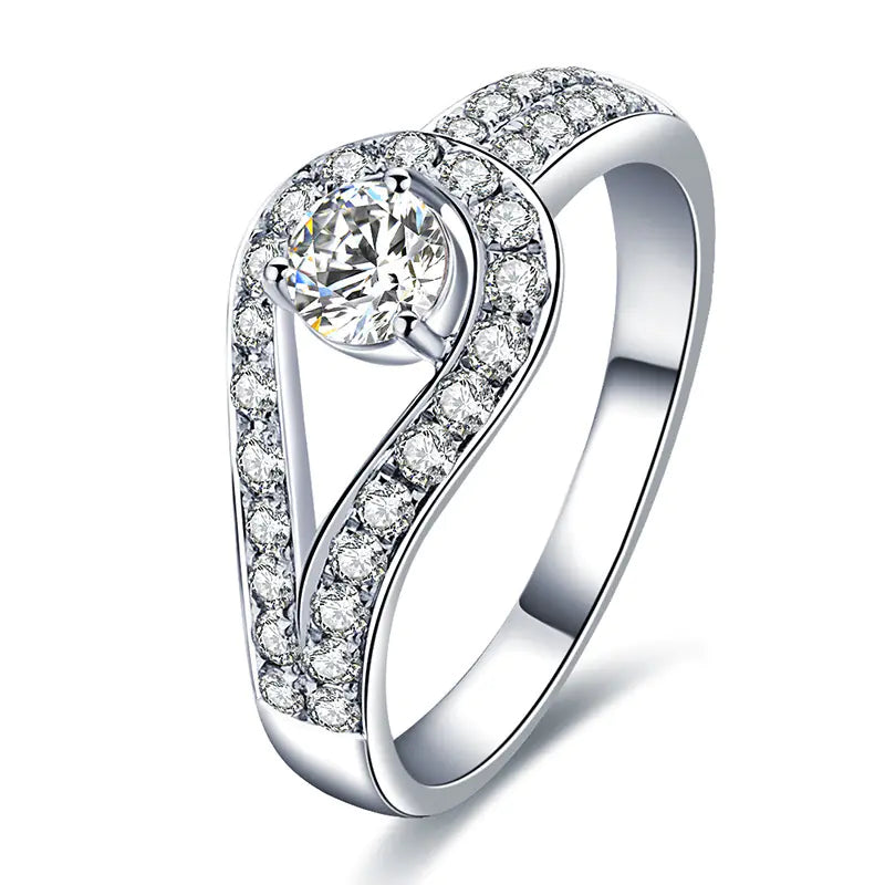 Adjustable Zircon Engagement Ring with Rhinestones