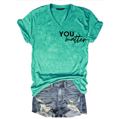 2024 Women's V-Neck Short Sleeve Digital Print Top